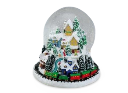 Globo de Neve com Vila e Comboio